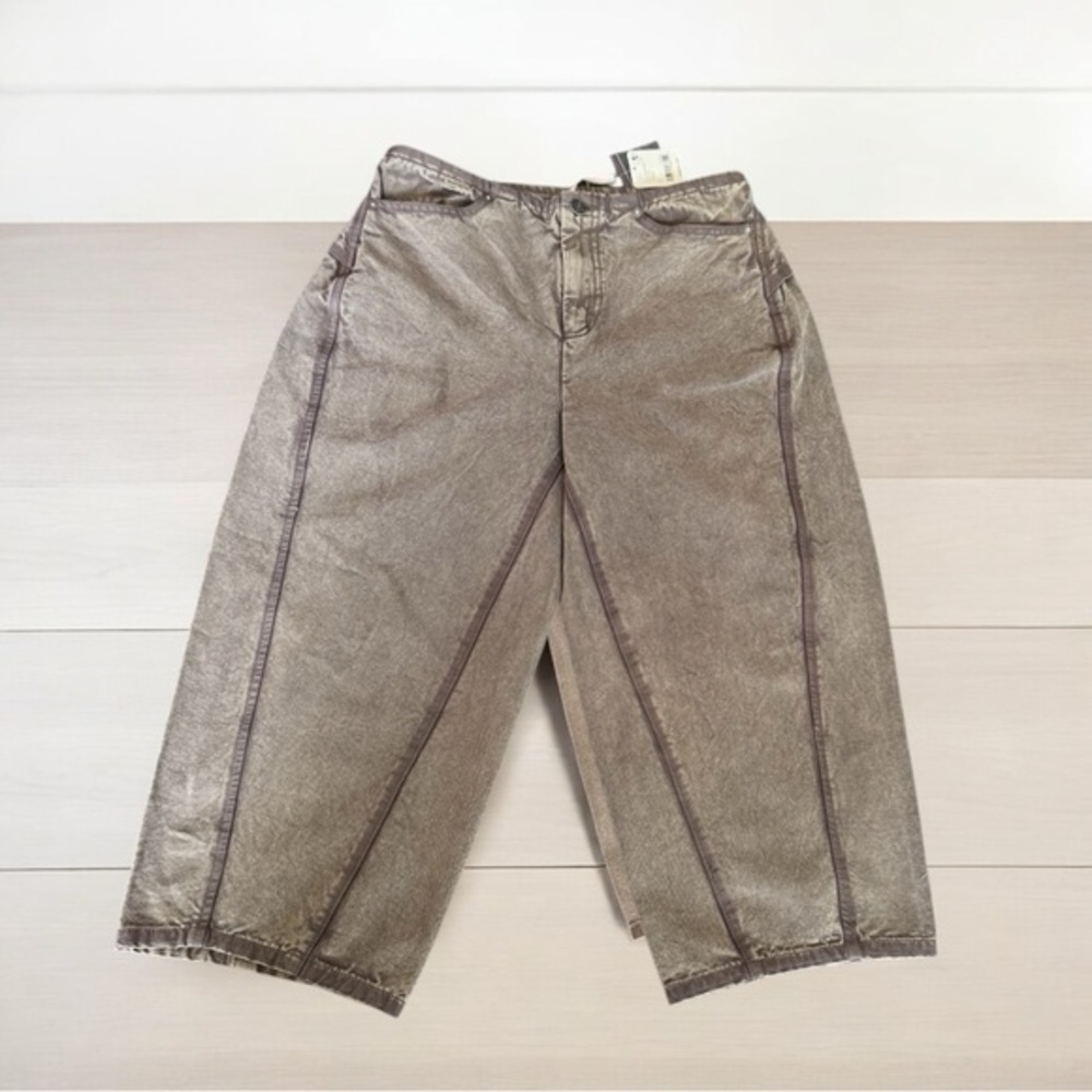 Free People Cream Tan Cropped Ankle Jumpsuit